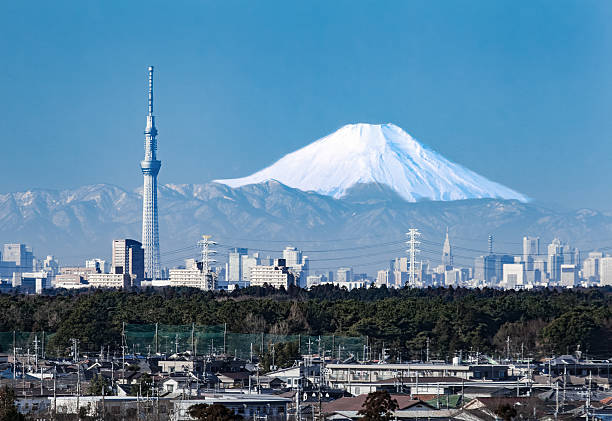 Tokyo city view and mountain fuji in winter  tokyo sky tree stock pictures, royalty-free photos & images