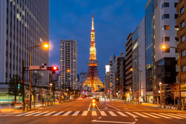 東京タワーサンセット - 東京タワー ストックフォトと画像