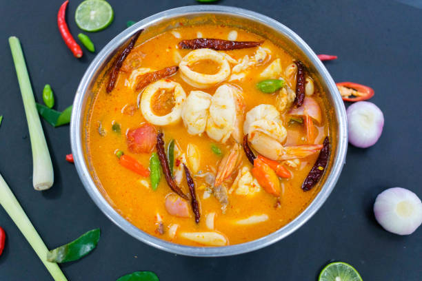 Tom Yum Goong Spicy Sour Soup stock photo