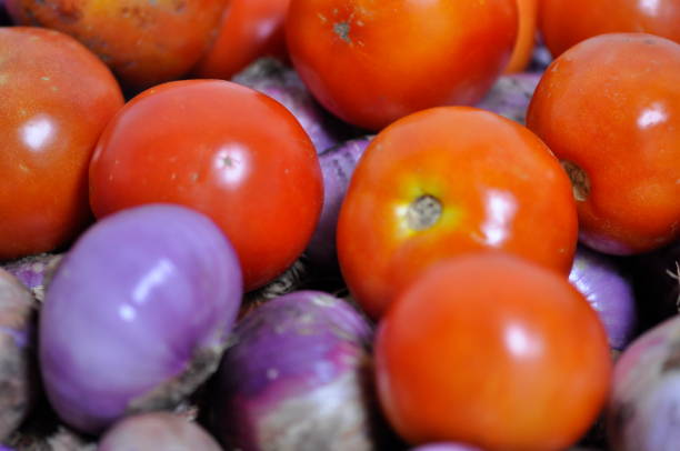 Tomato and onions ￼ stock photo