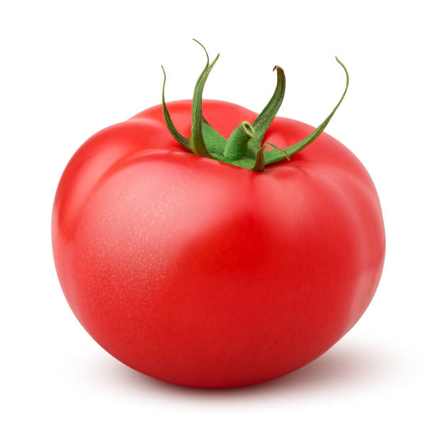 tomate isoliert auf weißem hintergrund, clipping-pfad, volle tiefenschärfe - tomate stock-fotos und bilder