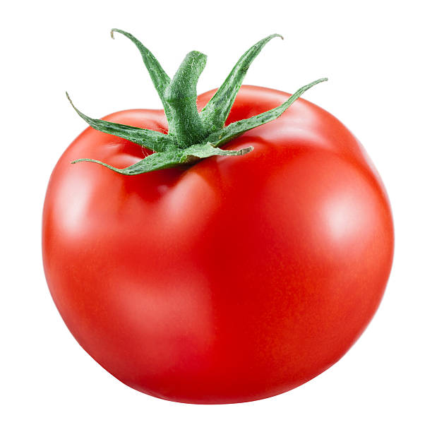 tomato isolated on white background - domates stok fotoğraflar ve resimler