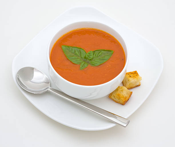 Tomato Soup in a bowl stock photo