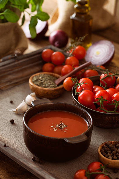 Tomato soup. Homemade tomato soup with tomatoes, herbs and spices....