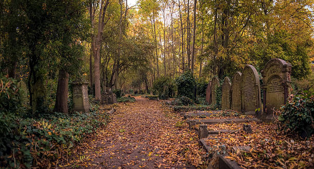 Tombstones of Highgate Cemetery, London stock photo