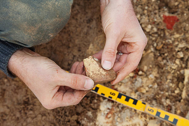 tools of a archaeologist, ancient civilization - geologie stockfoto's en -beelden