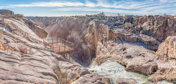 Top of the Main Augrabies waterfall in the Orange River Top of the main Augrabies waterfall in the Orange River near the town of Augrabies in the Northern Cape Province of South Africa augrabies falls national park stock pictures, royalty-free photos & images