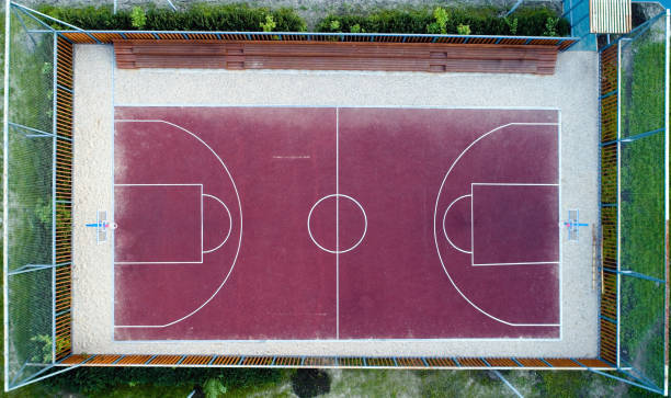 Top view of a basketball court without people. stock photo