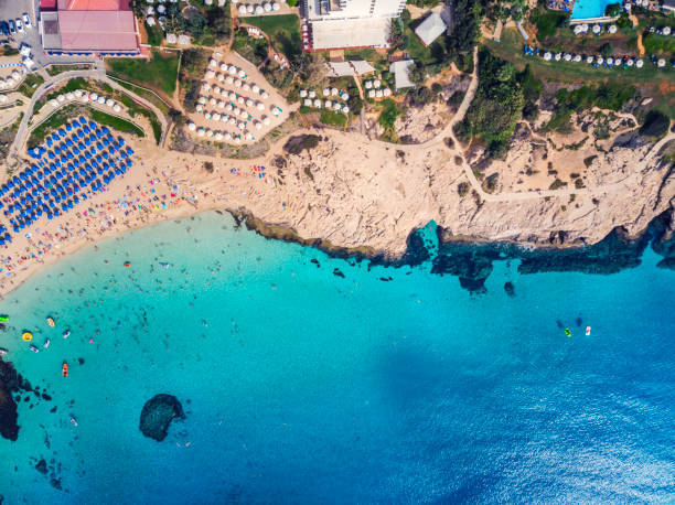 Top view of city of Cyprus and the city of Ayia NAPA. Air view of the resort Mediterranean coastal city. Top view of the city of Cyprus and the city of Ayia NAPA. Air view of the resort Mediterranean coastal city. famagusta stock pictures, royalty-free photos & images