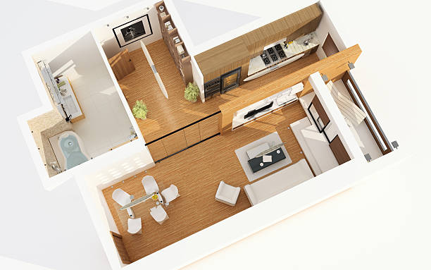 Top View of Modern Apartment. Planning. Architecture Abstract. stock photo