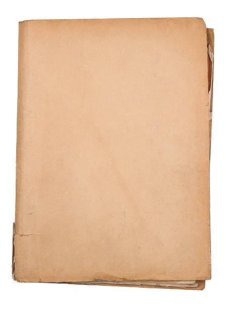 top view of old document folder on white stock photo