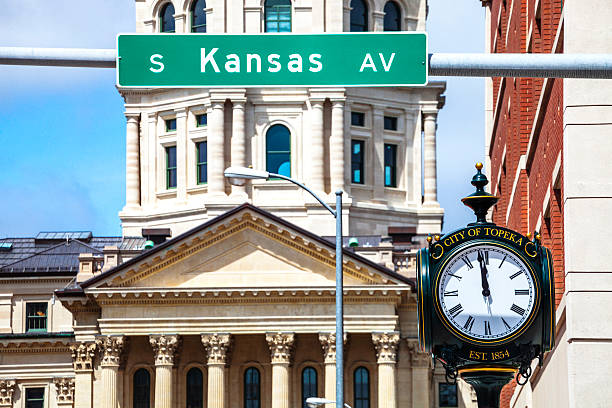 Topeka, Kansas. Capitol building and clock. topeka stock pictures, royalty-free photos & images