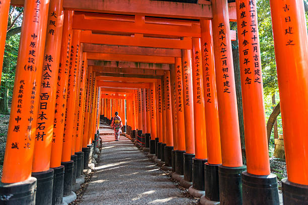 Torii gates in Fushimi Inari Shrine, Japan stock photo