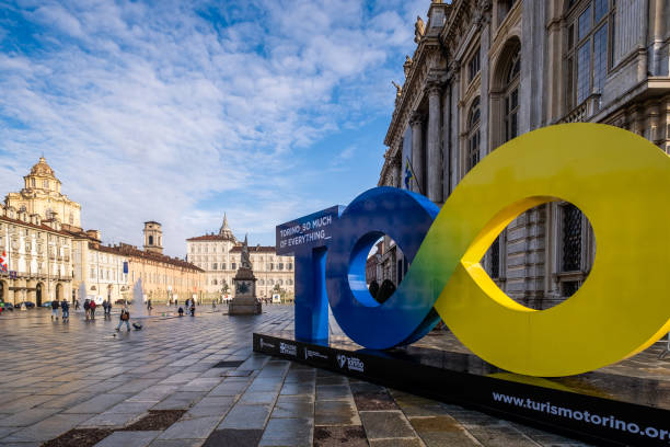 Torino so much of everything : the new brand of the city  on the occasion of the Nitto Atp Finals. Turin, Italy - Novembre 16 , 2021 stock photo