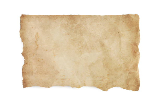 Torn Old Stained Paper with Clipping Path stock photo