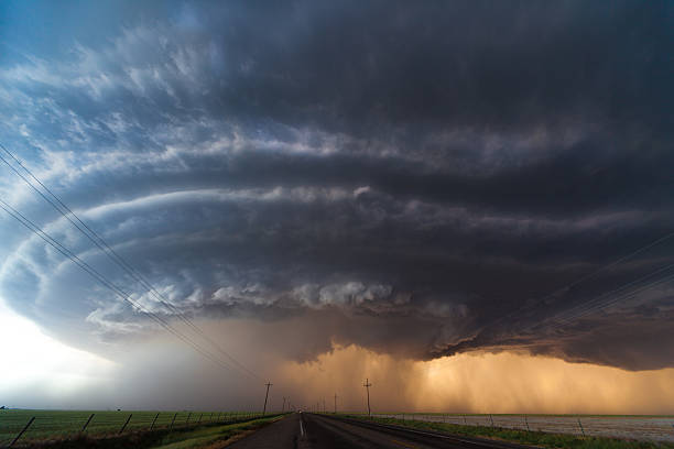 Tornadic supercell in the American plains stock photo
