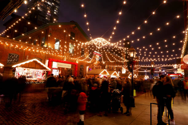 Toronto Christmas Market in Distillery District stock photo