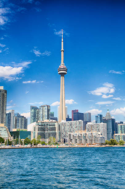Toronto, Ontario, Canada, August 12, 2016: Toronto as seen from Lake Ontario. The city continues building as a housing boom pushes prices ever higher. stock photo