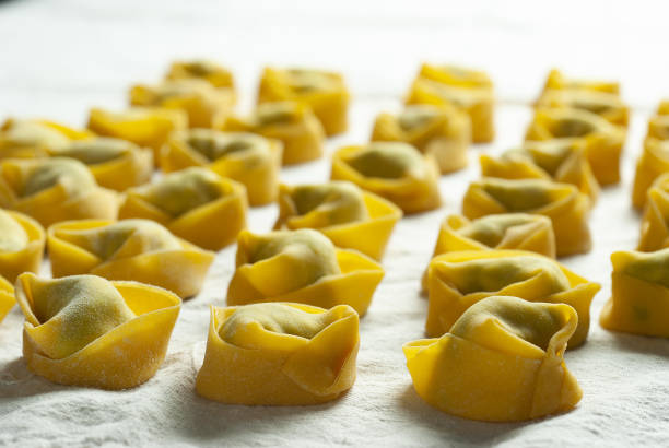 Tortelloni with butter and sage stock photo