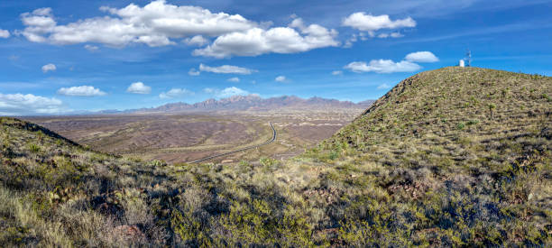 Tortugas Mountain Observatory and the Organ Mountains stock photo