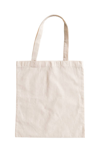トートバッグ生地布の買い物袋 (クリッピング パス) の白い背景で隔離のモックアップ - 紙袋　白 ストックフォトと画像