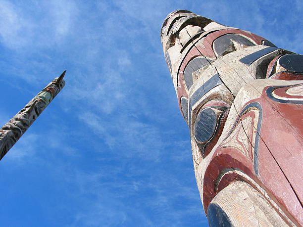 Totem Poles, Victoria, B.C. stock photo