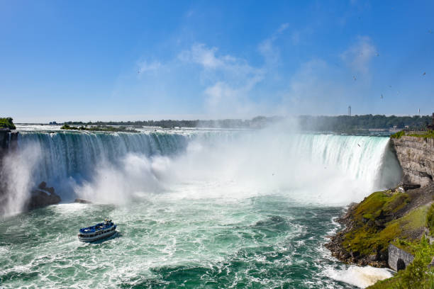 Tour boat at Niagara Falls Niagara Falls - Canada side niagara falls stock pictures, royalty-free photos & images