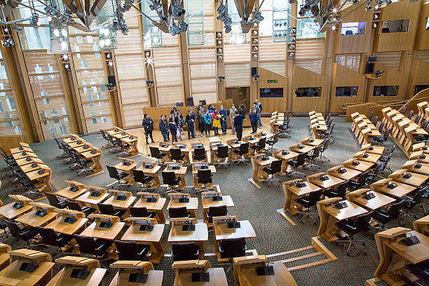 Tour Group at the Scottish Parliament stock photo