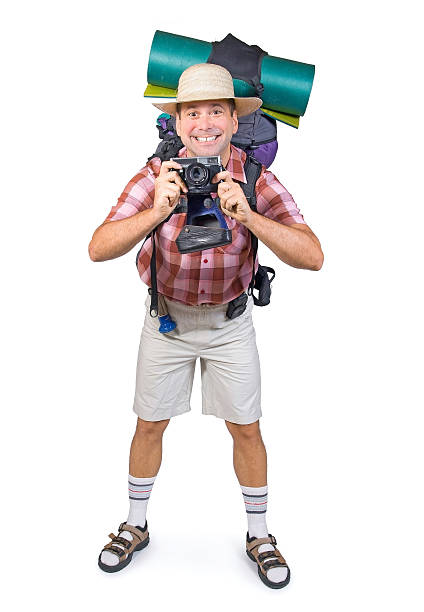 tourist with camera stock photo