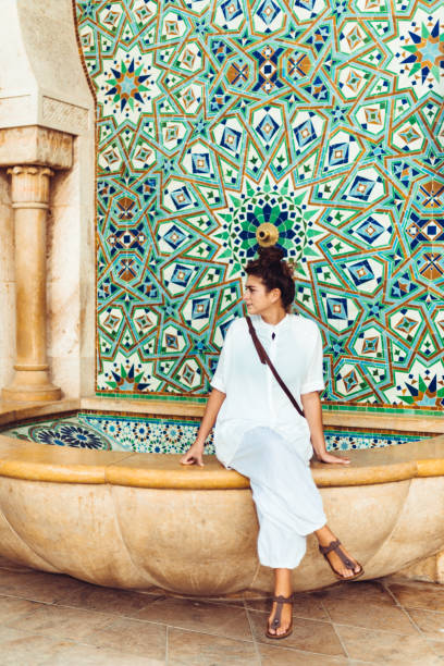 tourist woman portrait in casablanca - morocco tourist woman portrait in casablanca - morocco casablanca morocco stock pictures, royalty-free photos & images