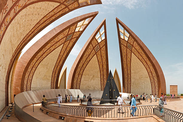 Tourists at the Pakistan Monument, Islamabad stock photo