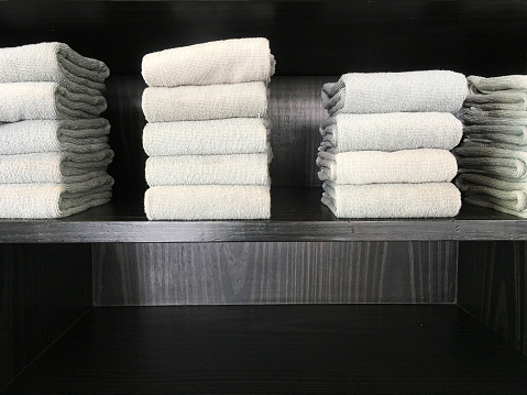 Towels On Shelf Stock Photo - Download Image Now - iStock