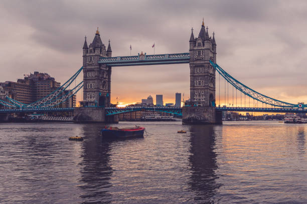 Tower Bridge and the River Thames at sunrise stock photo