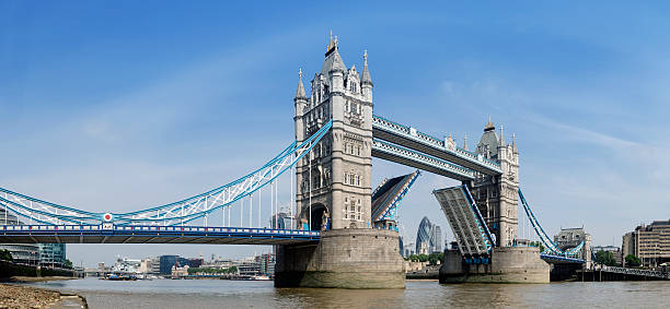 Tower Bridge panorama, London stock photo