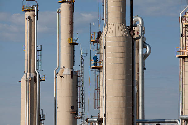 Towers at a Gas Compressor Plant stock photo