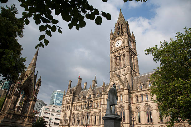 Town Hall and Albert Memorial by Noble, Albert Square, Manchester stock photo