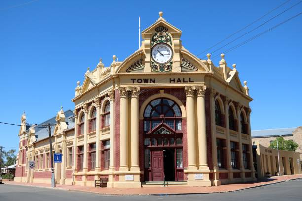 Town hall at main street in York, Western Australia stock photo