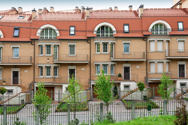 Town house apartments. European urban environment. stock photo
