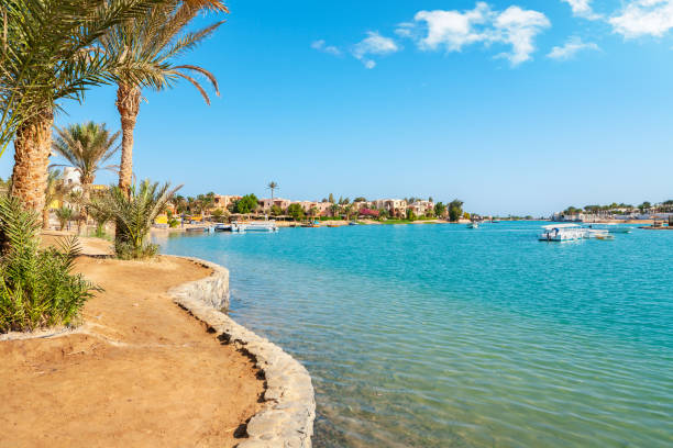 Town of El Gouna waterfront. Egypt stock photo