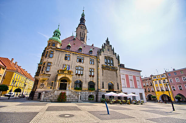 Town square in Jawor, Poland stock photo