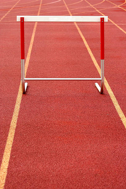 Track hurdle stock photo