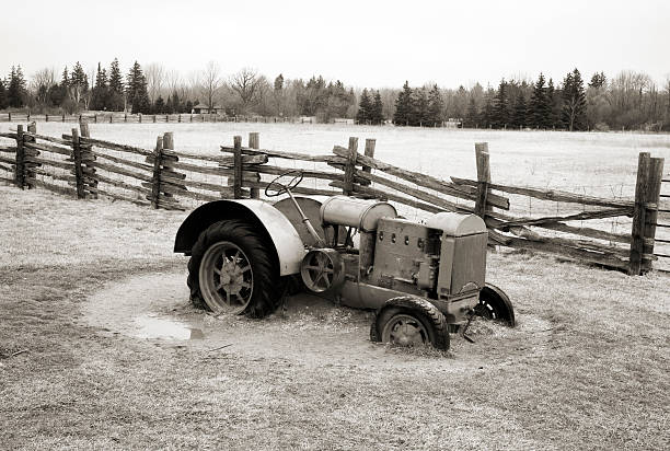 Tractor stuck in the mud stock photo