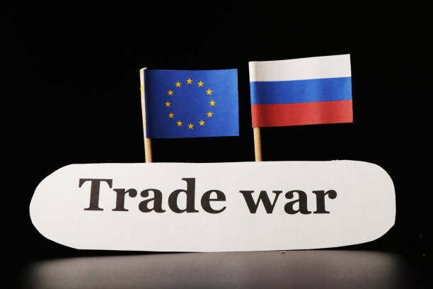 A trade war between Russia and European union. Who wins? stock photo