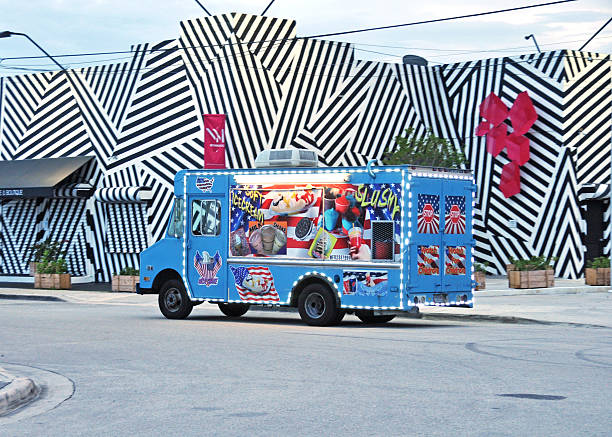 Traditional American Ice Cream Food Truck Small Business Wynwood Miami stock photo