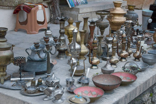 traditional and antique souvenirs in the old town of Baku, Azerbaijan. stock photo