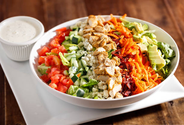 Traditional Cobb Salad with Dressing stock photo