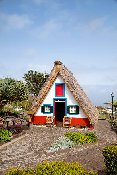 Traditional cottage in Santana, Madeira island, Portugal stock photo