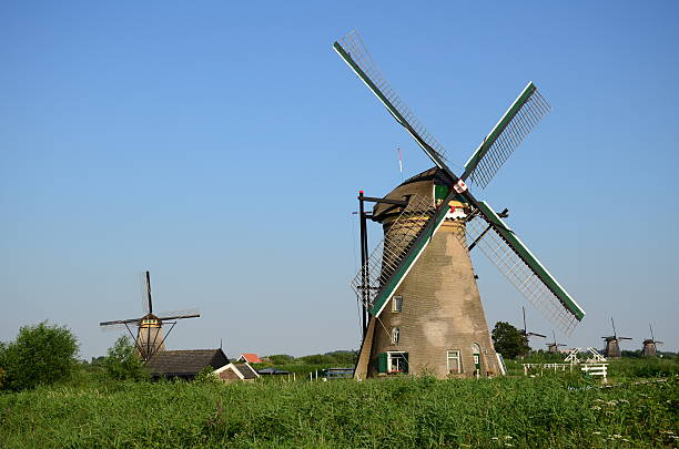 Traditional dutch windmills in the famous place of Kinderdijk, Netherlands. Traditional dutch windmills in the famous place of Kinderdijk, UNESCO world heritage site. Netherlands, Europe. unesco organised group stock pictures, royalty-free photos & images