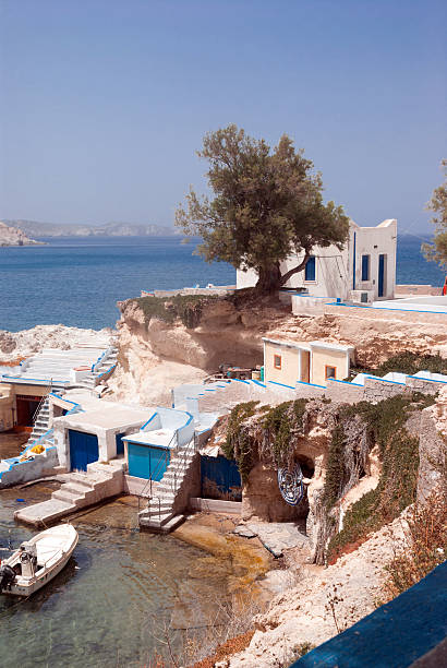 Traditional fishing village on Milos island, Greece stock photo