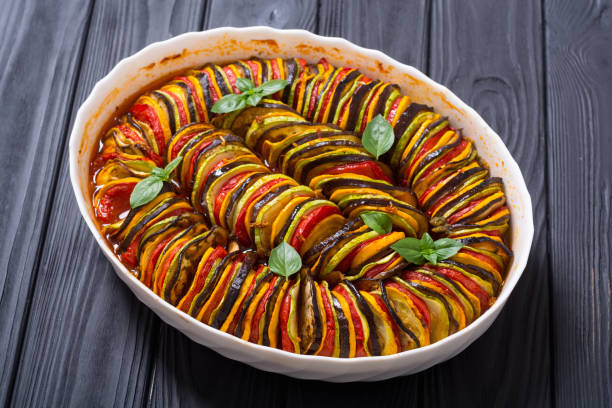Traditional French cooked provencal vegetable dish - Ratatouille stock photo